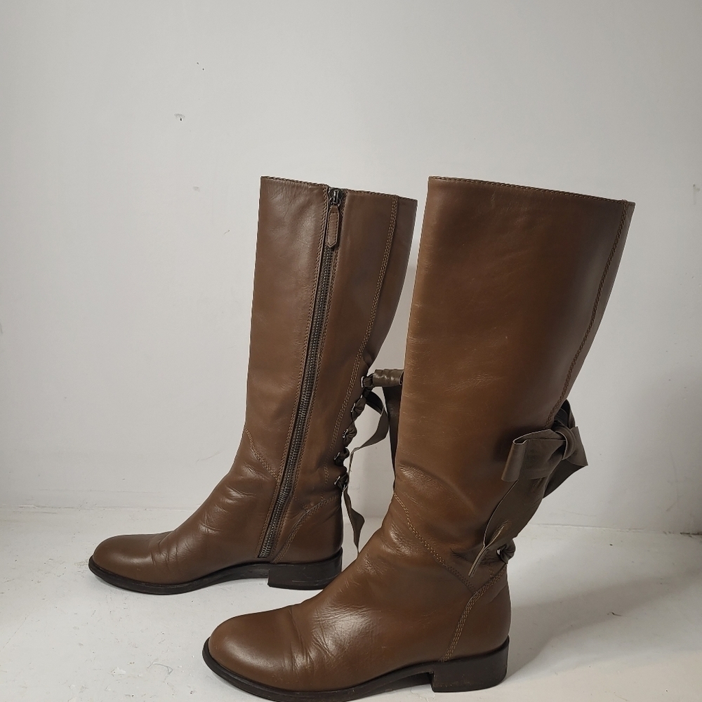 Valentino Ascot Ribbon Lace-Up Riding Boot Size 38